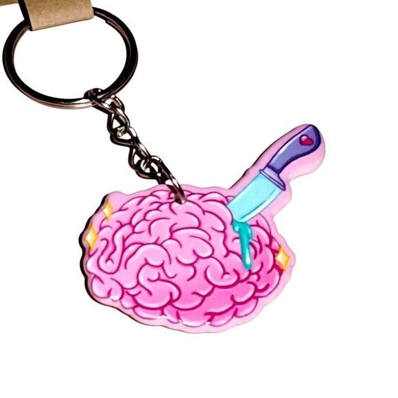Pastel Gothic Brain Keychain - Picture 1 of 3